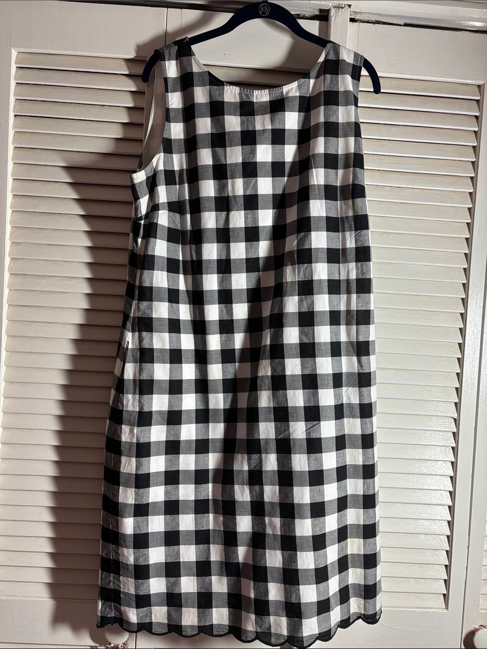 Black & White Gingham Sleeveless Shift Dress